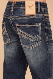 Boy's Embroidery Modern Bootcut Jeans