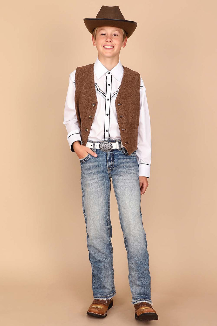 Boy's Embroidery Modern Bootcut Jeans