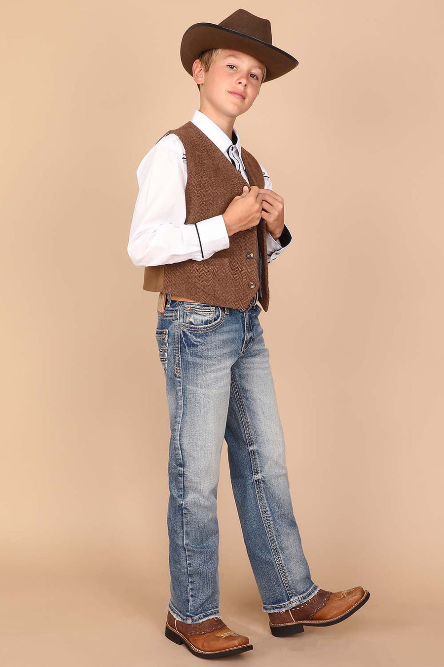 Boy's Embroidery Modern Bootcut Jeans