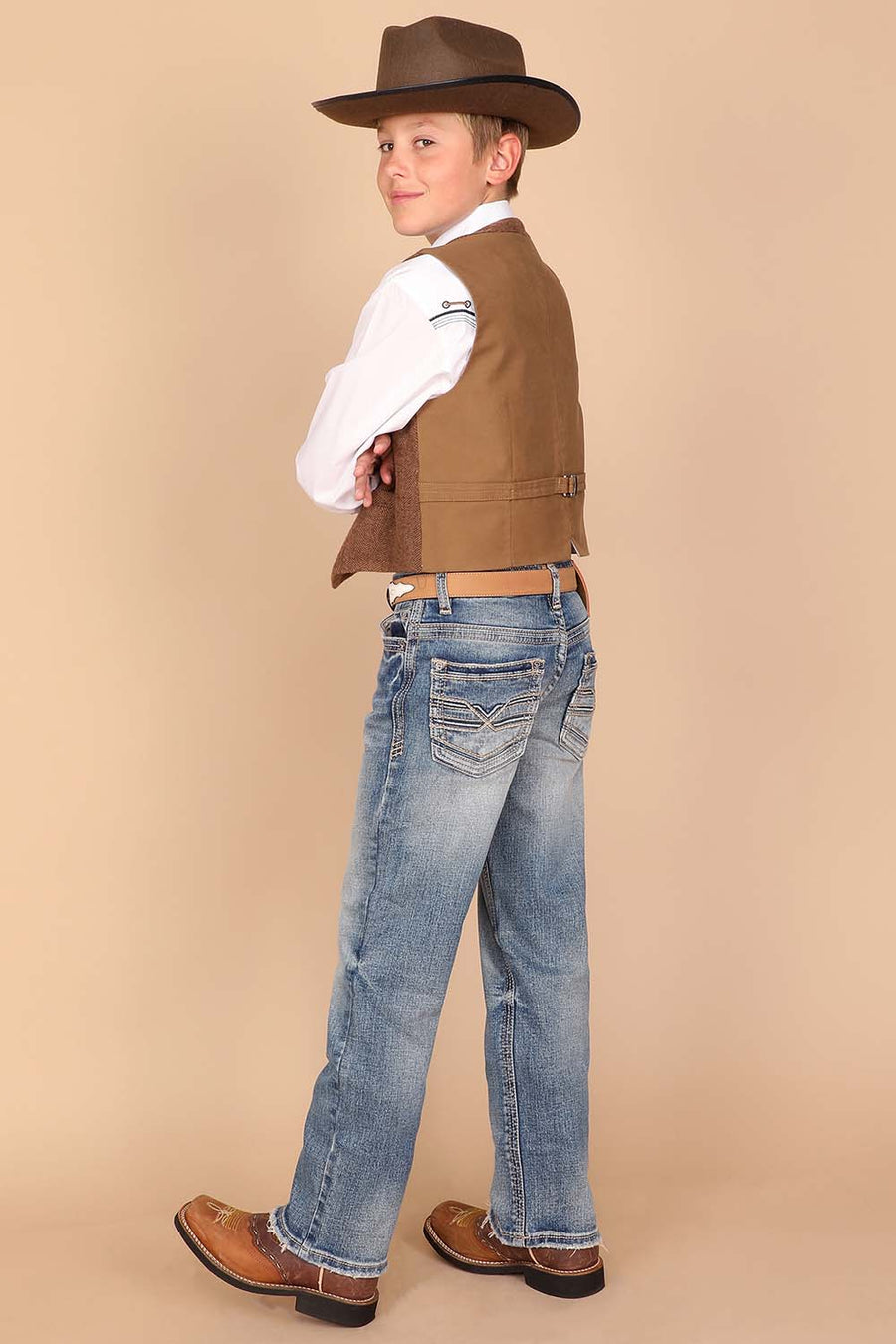 Boy's Embroidery Modern Bootcut Jeans