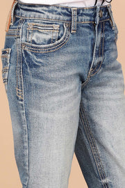 Boy's Embroidery Modern Bootcut Jeans