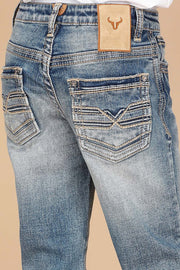 Boy's Embroidery Modern Bootcut Jeans