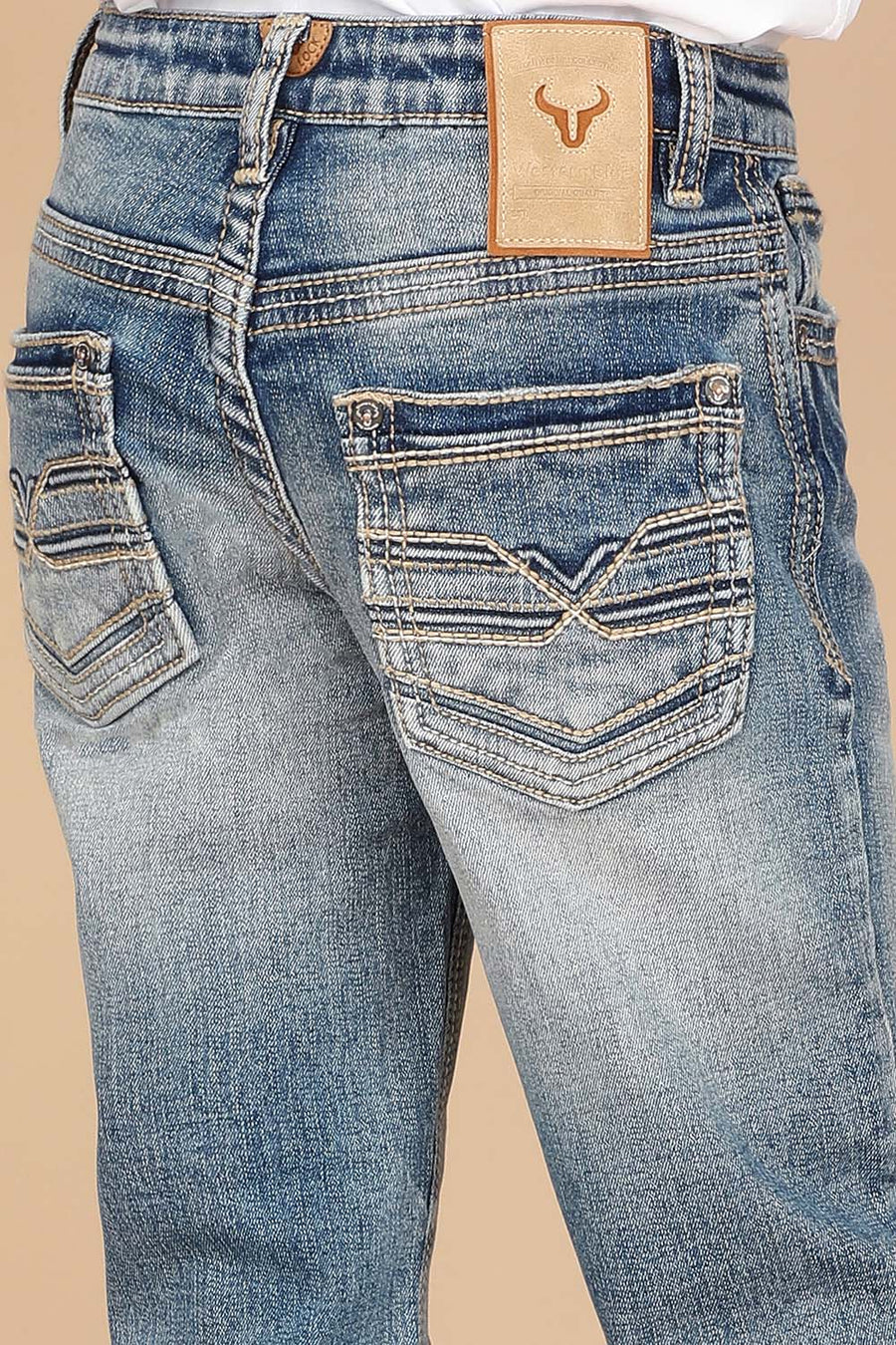 Boy's Embroidery Modern Bootcut Jeans