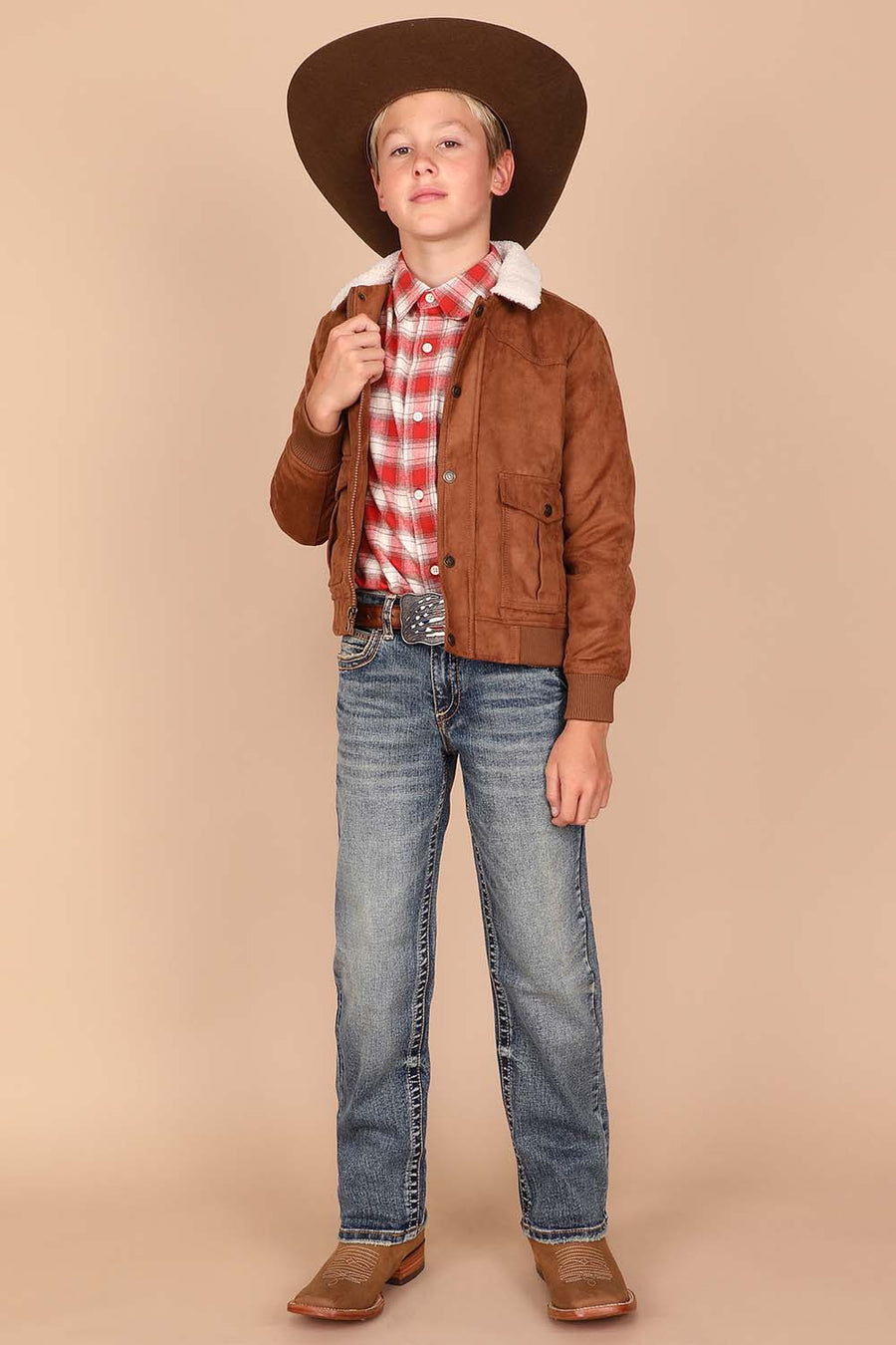 Boy's Embroidery Modern Bootcut Jeans