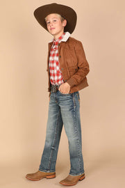 Boy's Embroidery Modern Bootcut Jeans