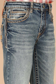 Boy's Embroidery Modern Bootcut Jeans
