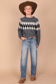 Boy's Embroidery Modern Bootcut Jeans