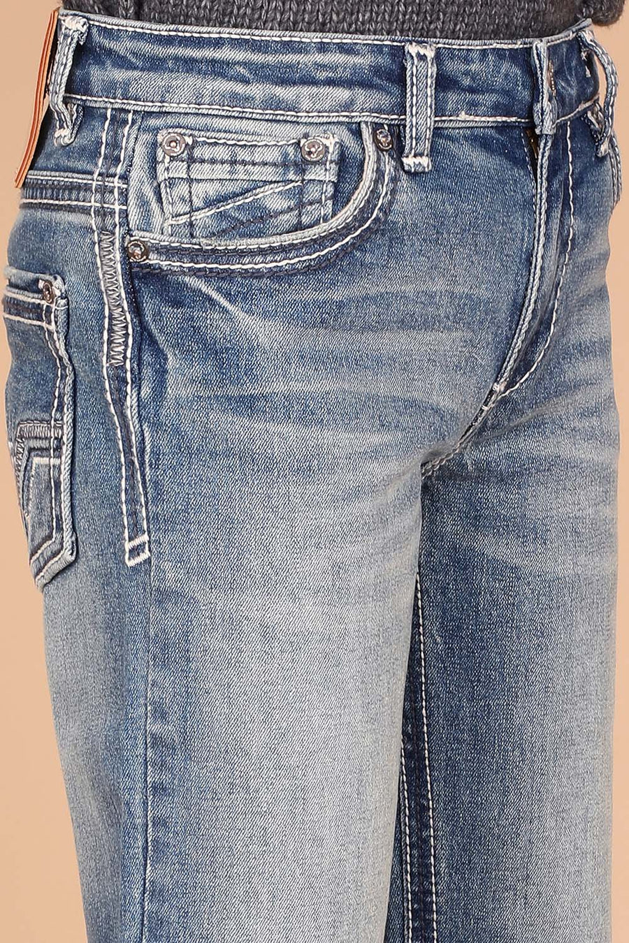 Boy's Embroidery Modern Bootcut Jeans