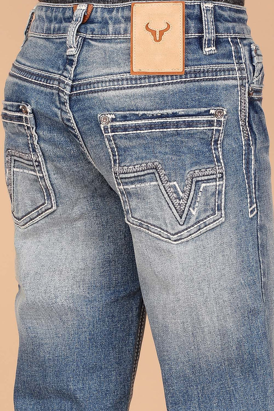 Boy's Embroidery Modern Bootcut Jeans