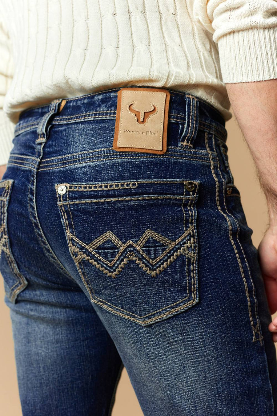 Men's Lite Embroidered Modern Bootcut Jeans