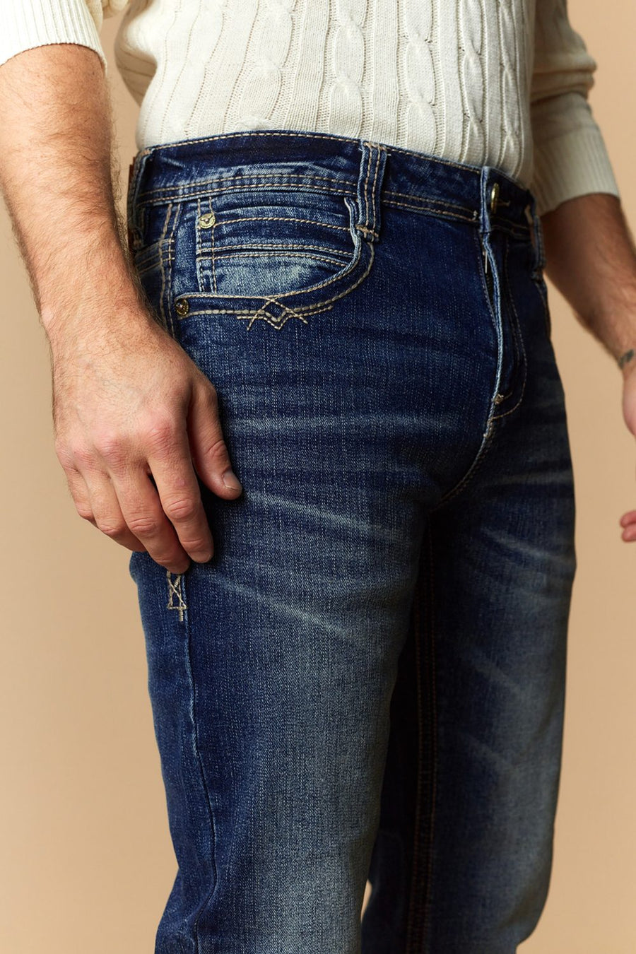 Men's Lite Embroidered Modern Bootcut Jeans