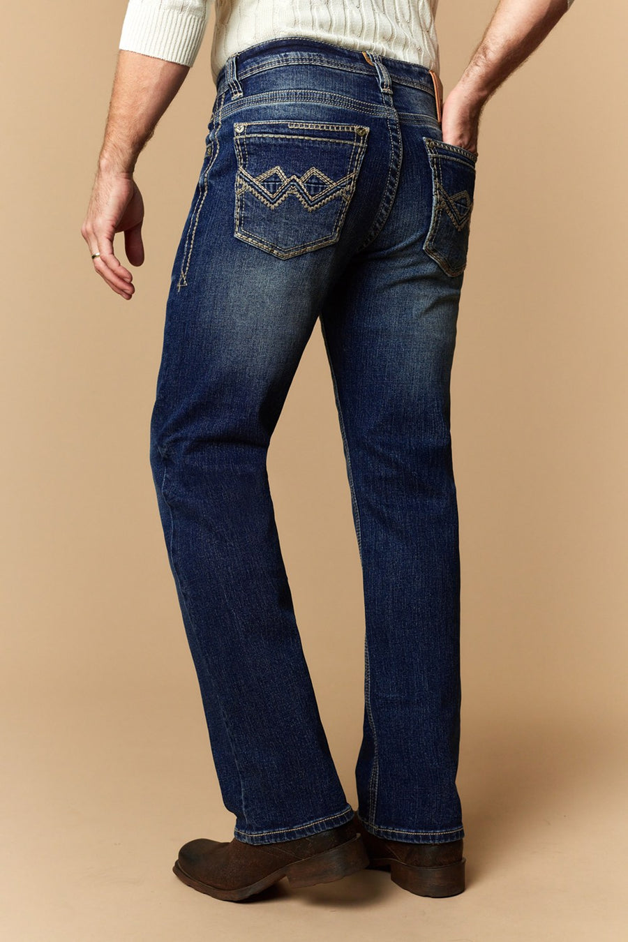 Men's Lite Embroidered Modern Bootcut Jeans