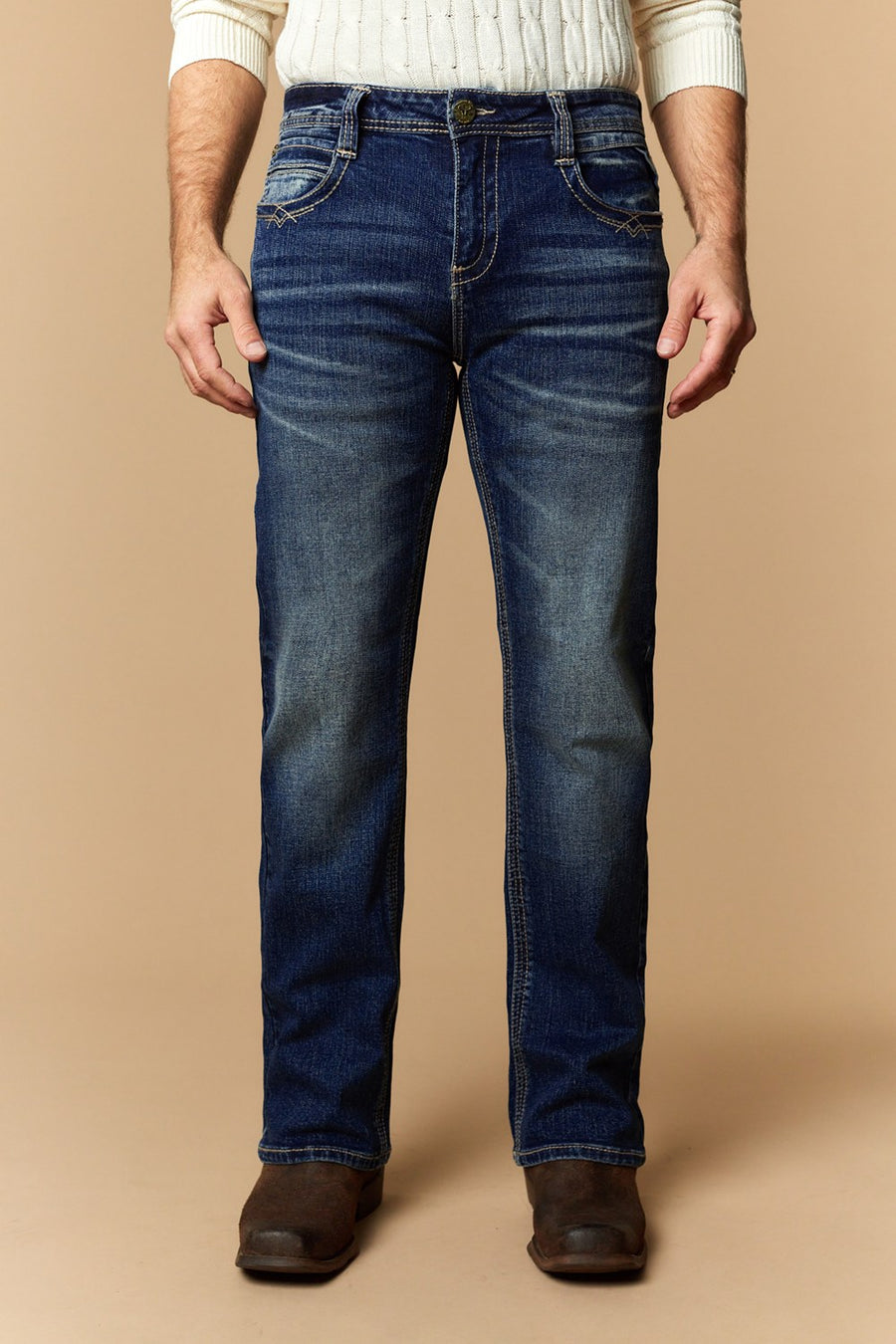 Men's Lite Embroidered Modern Bootcut Jeans