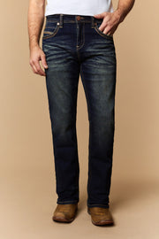 Men's Lite Embroidered Modern Bootcut Jeans
