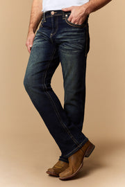 Men's Lite Embroidered Modern Bootcut Jeans
