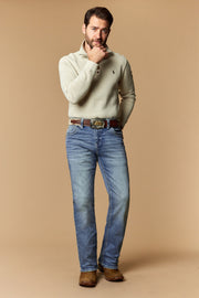Men's Lite Embroidered Modern Bootcut Jeans
