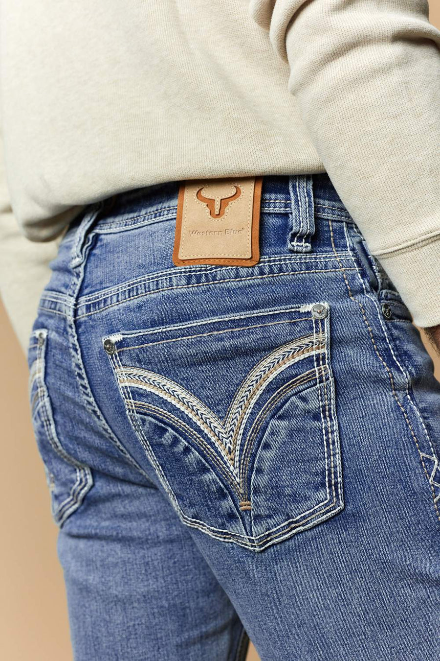 Men's Lite Embroidered Modern Bootcut Jeans