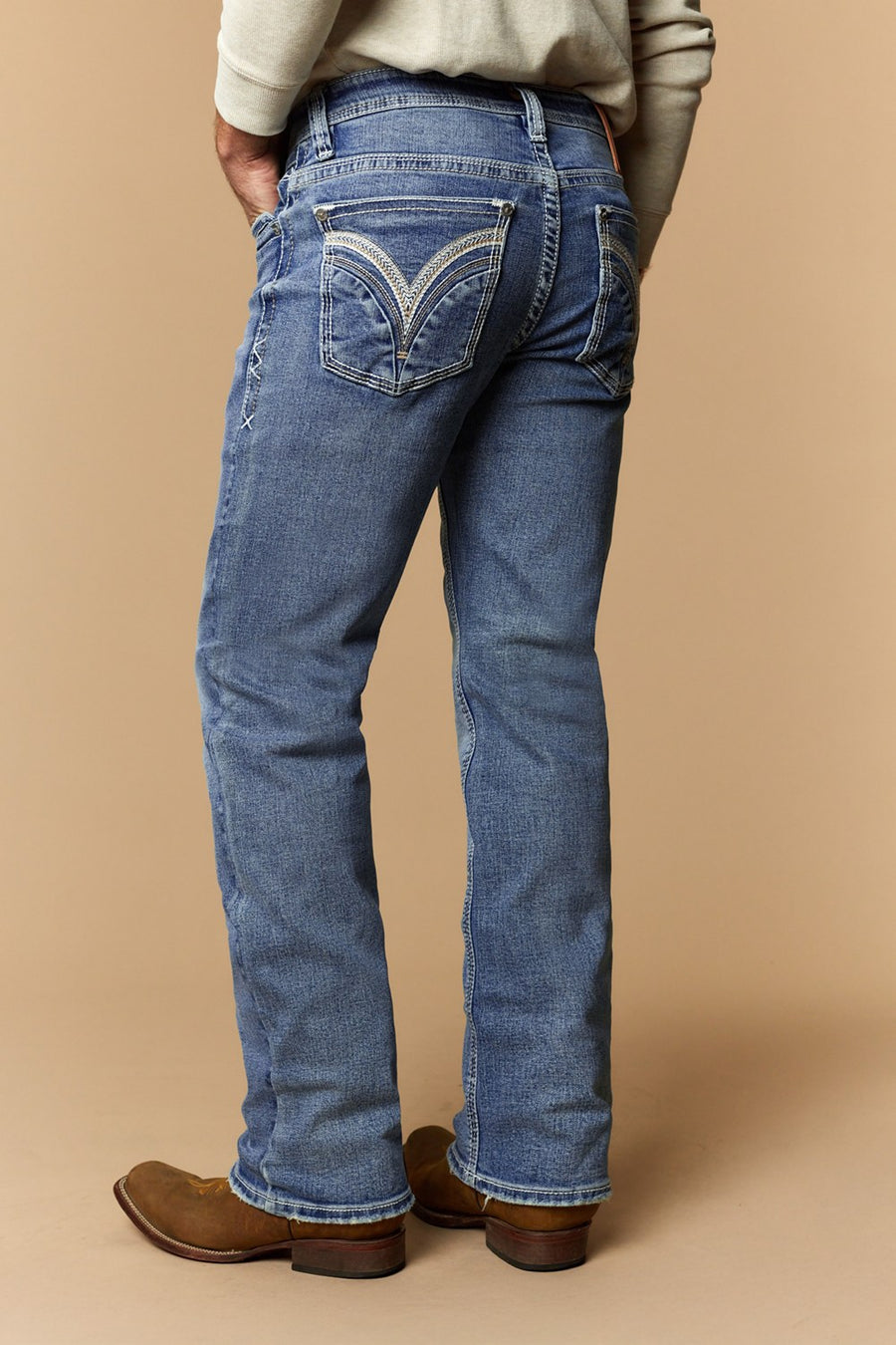 Men's Lite Embroidered Modern Bootcut Jeans