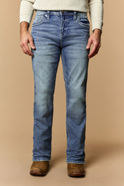 Men's Lite Embroidered Modern Bootcut Jeans