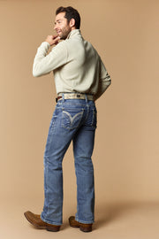 Men's Lite Embroidered Modern Bootcut Jeans