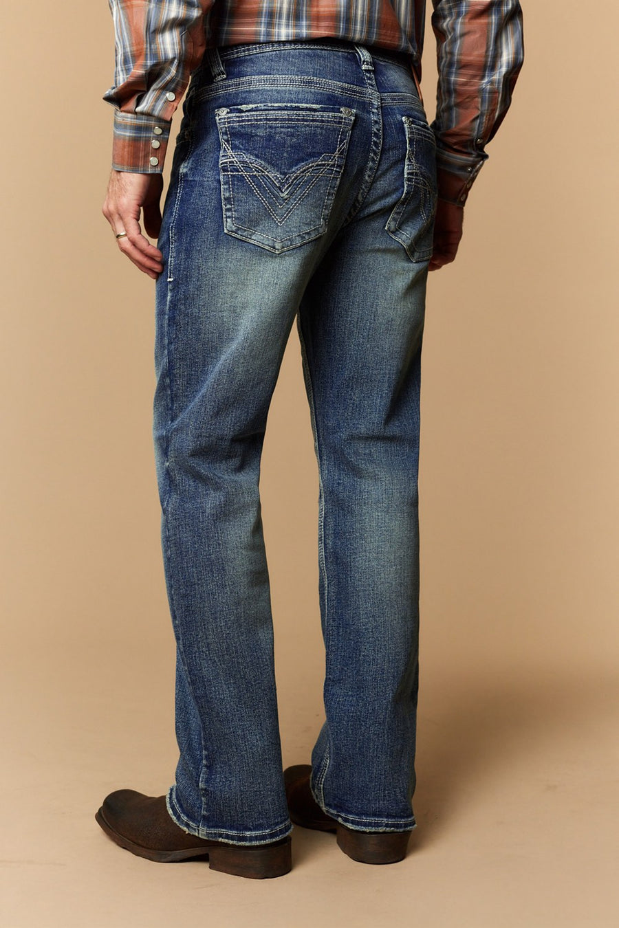Men's Lite Embroidered Modern Bootcut Jeans