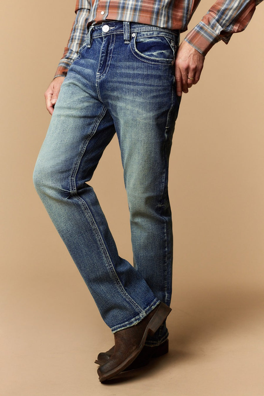 Men's Lite Embroidered Modern Bootcut Jeans