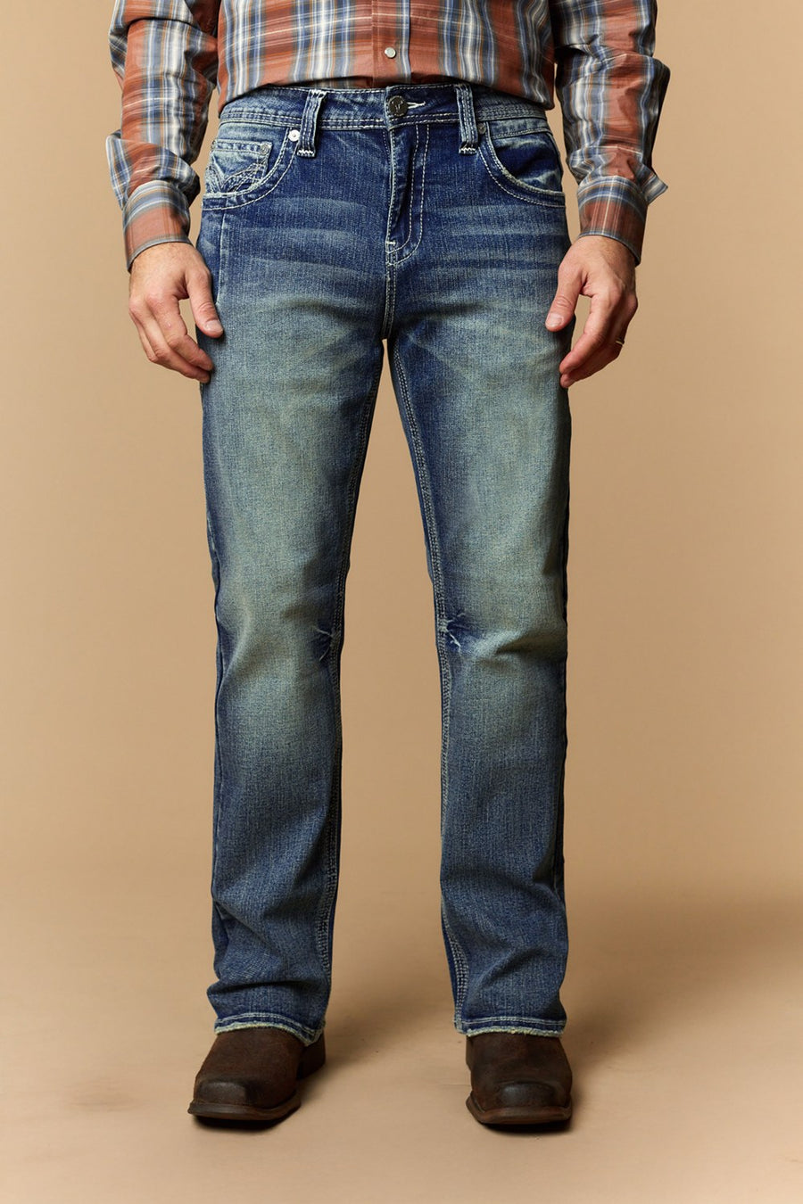 Men's Lite Embroidered Modern Bootcut Jeans