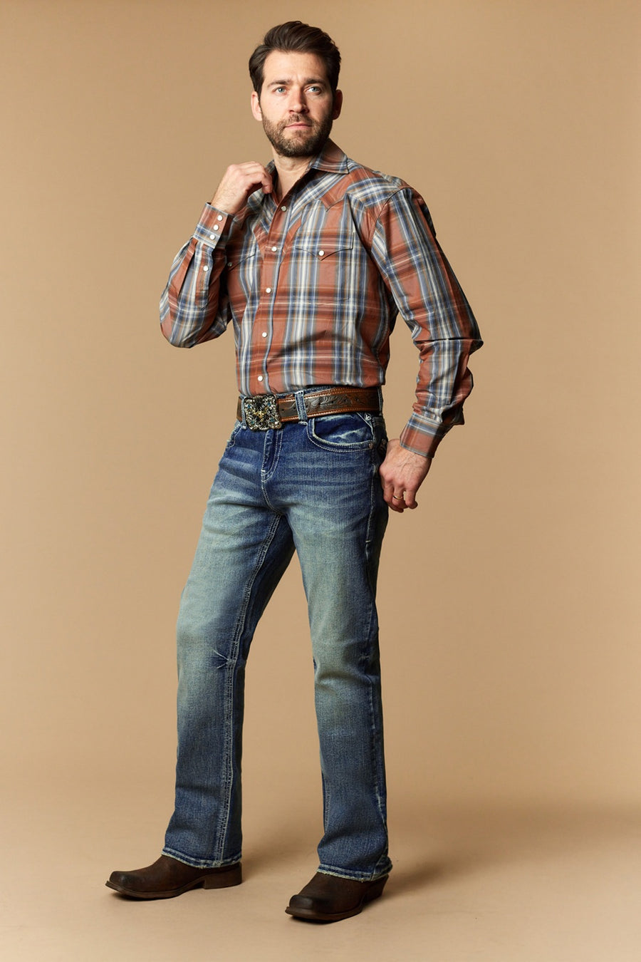 Men's Lite Embroidered Modern Bootcut Jeans