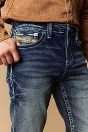 Men's Lite Embroidered Modern Bootcut Jeans