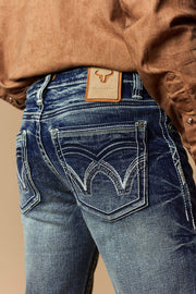 Men's Lite Embroidered Modern Bootcut Jeans