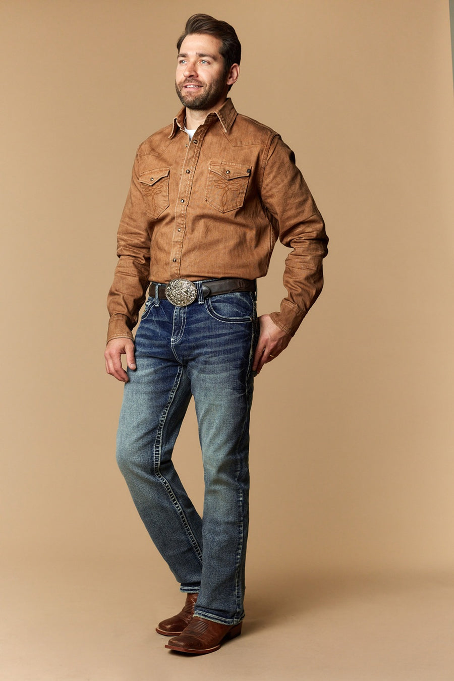Men's Lite Embroidered Modern Bootcut Jeans