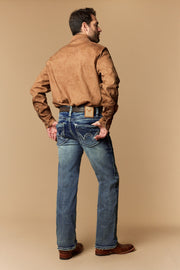 Men's Lite Embroidered Modern Bootcut Jeans