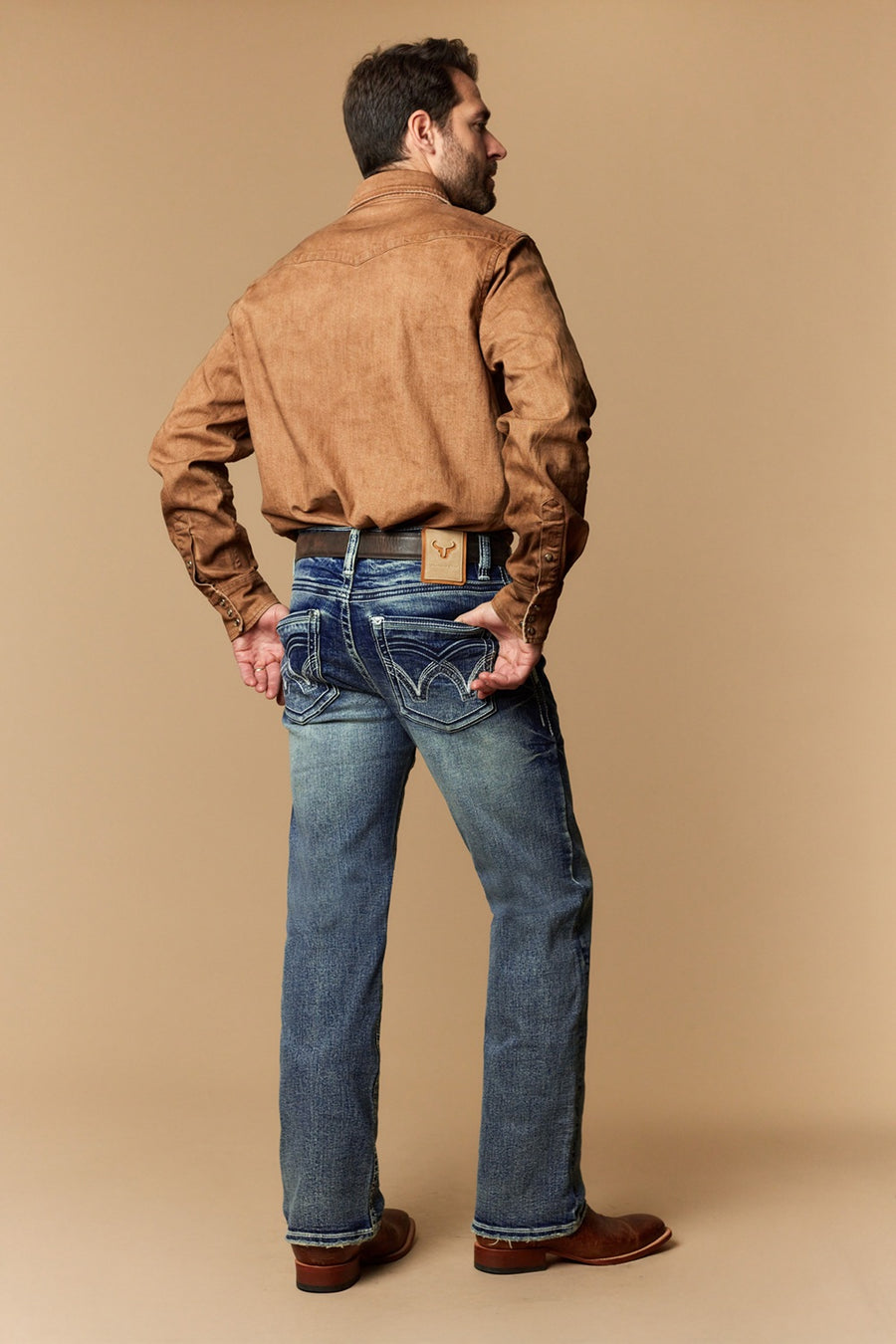 Men's Lite Embroidered Modern Bootcut Jeans