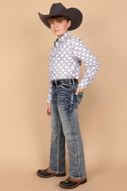Boy's Embroidery Modern Bootcut Jeans