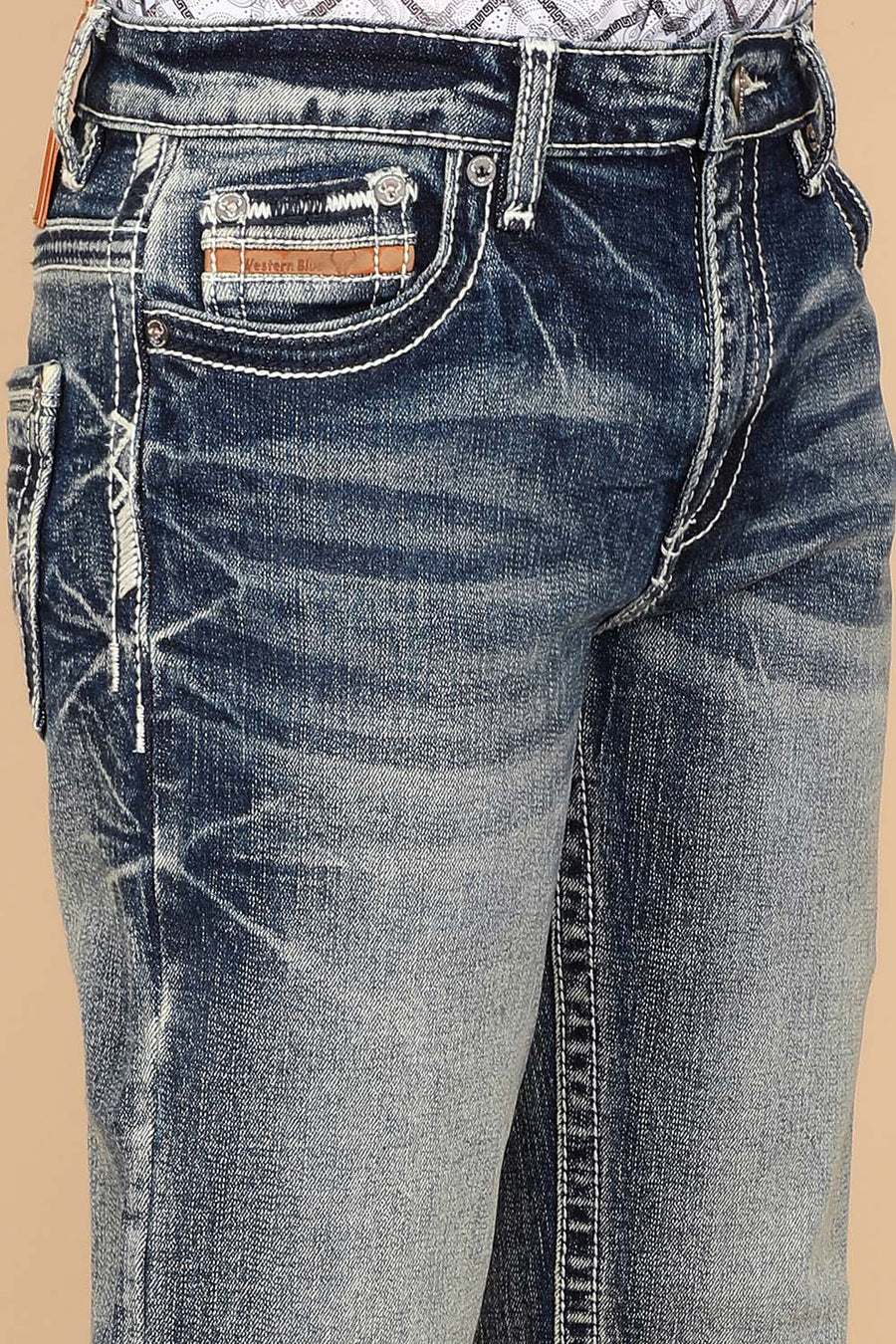 Boy's Embroidery Modern Bootcut Jeans