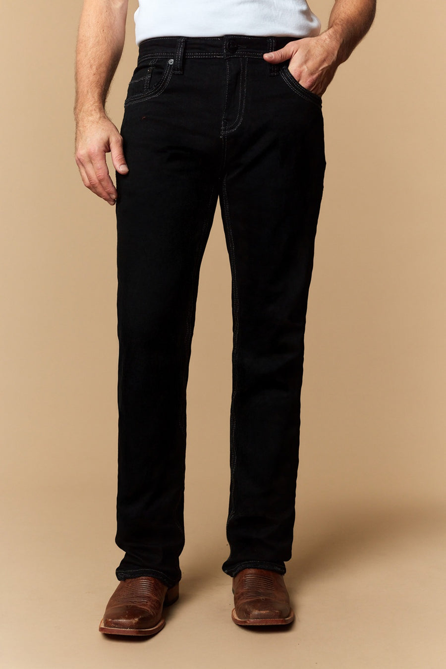Men's Lite Embroidered Modern Bootcut Jeans