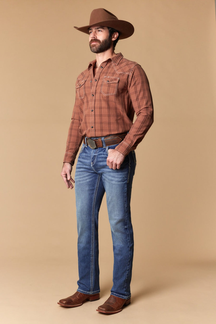 Men's Embroidered Modern Bootcut Jeans