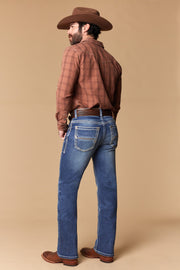 Men's Embroidered Modern Bootcut Jeans