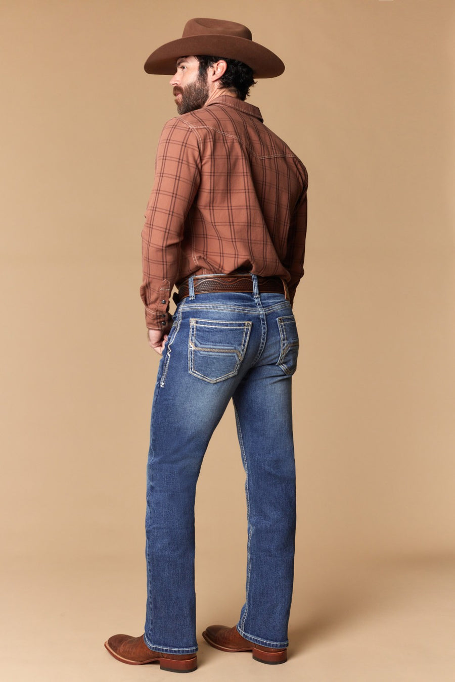 Men's Embroidered Modern Bootcut Jeans