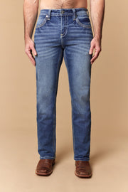 Men's Embroidered Modern Bootcut Jeans