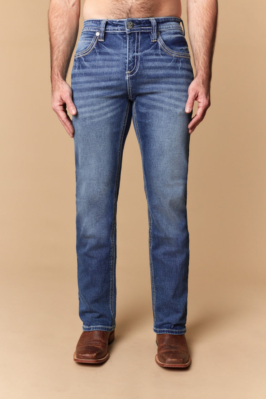 Men's Embroidered Modern Bootcut Jeans