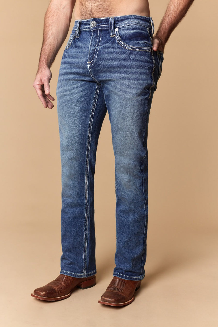 Men's Embroidered Modern Bootcut Jeans