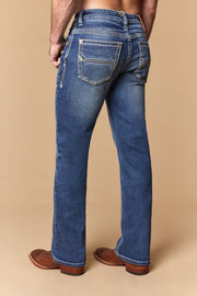 Men's Embroidered Modern Bootcut Jeans