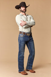 Men's Embroidered Modern Bootcut Jeans