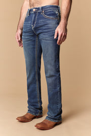 Men's Embroidered Modern Bootcut Jeans