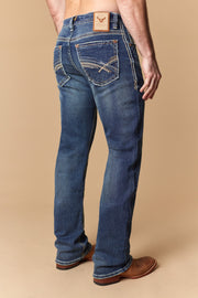 Men's Embroidered Modern Bootcut Jeans