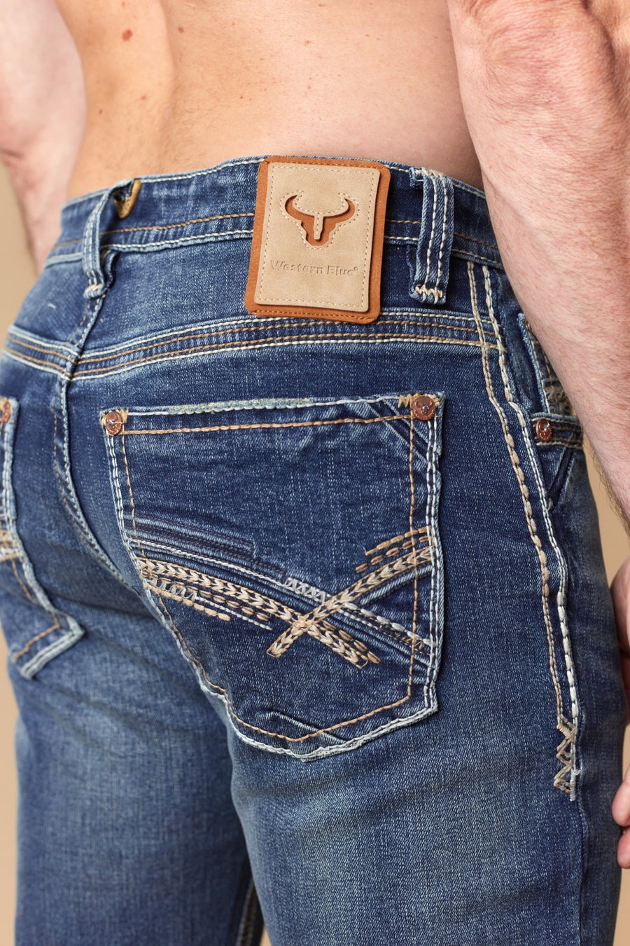 Men's Embroidered Modern Bootcut Jeans