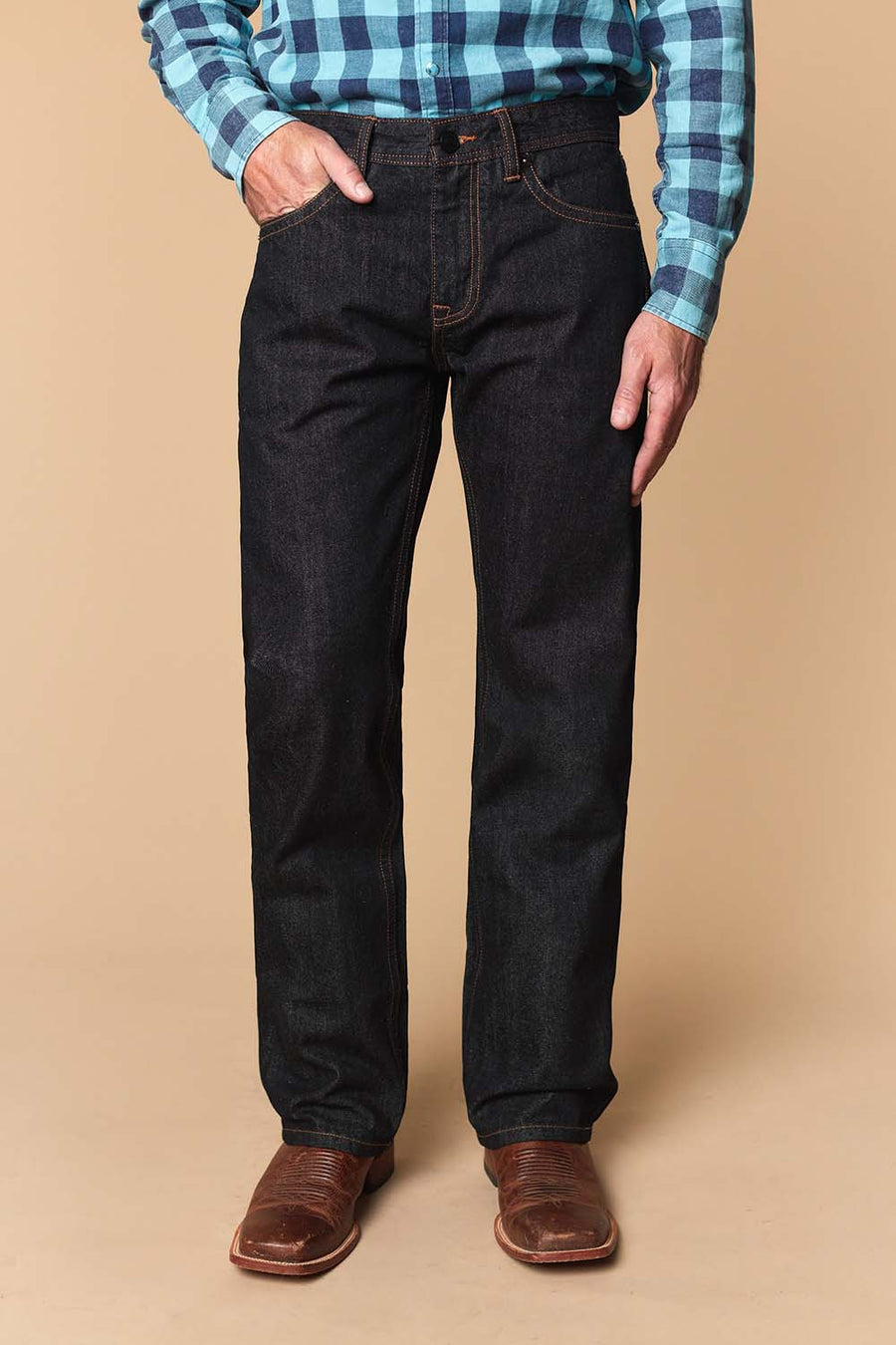 Men's Raw Denim Straight Jeans