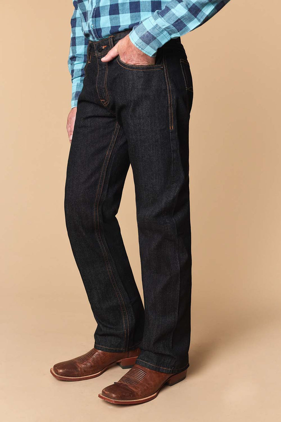 Men's Raw Denim Straight Jeans