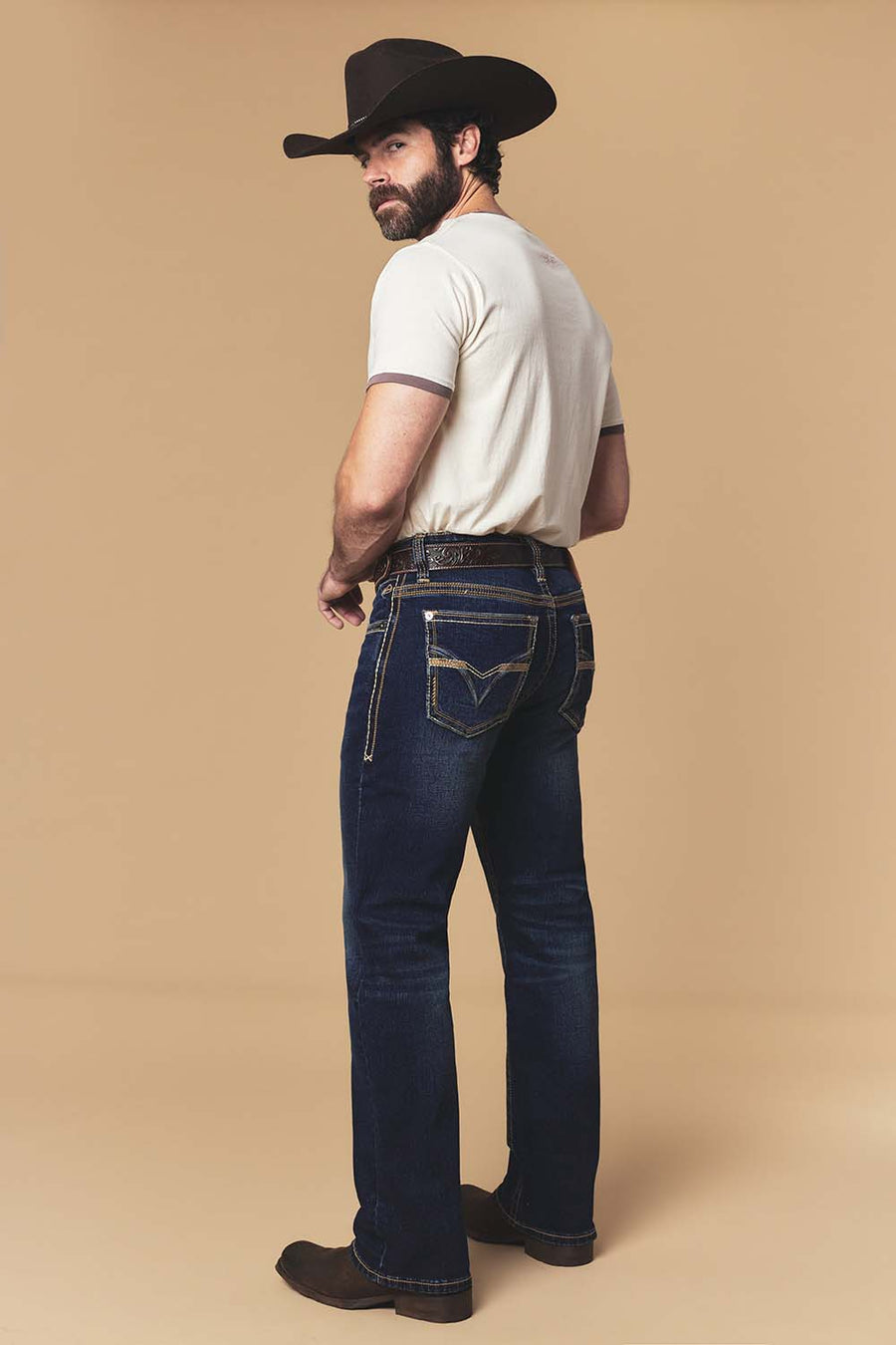 Men's Lite Embroidered Modern Bootcut Jeans